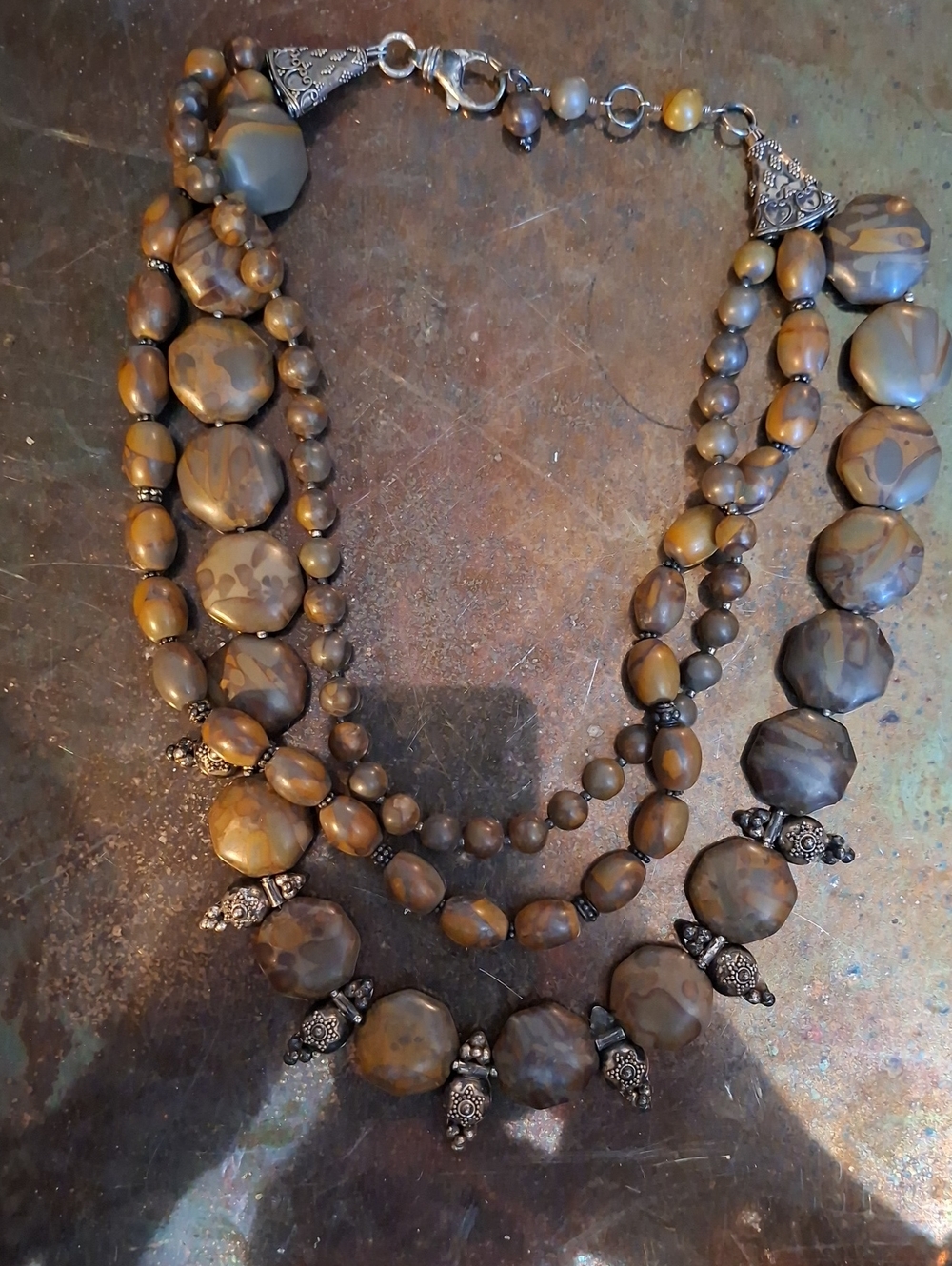 Vintage Jasper Sterling Silver Necklace